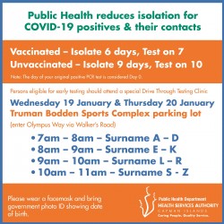 Reduced COVID-19 Isolation Period for Vaccinated & Unvaccinated Persons